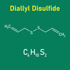 Chemical structure of Diallyl disulfide (C6H10S2). Chemical resources for teachers and students. Vector illustration.