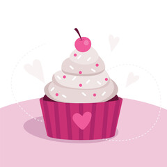 CUPCAKE WITH HEART AND CHERRY ON TOP