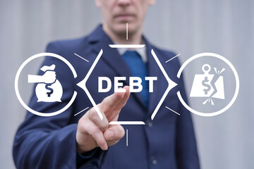 Financial concept of debt financing bad, unsecured consumer debt. Debt trap is a situation in which...