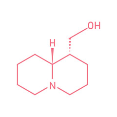 Chemical structure of Lupinine (C10H19NO). Chemical resources for teachers and students. Vector illustration isolated on white background.