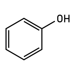 Chemical structure of Phenol (C6H5OH). Chemical resources for teachers and students. Vector illustration isolated on white background.