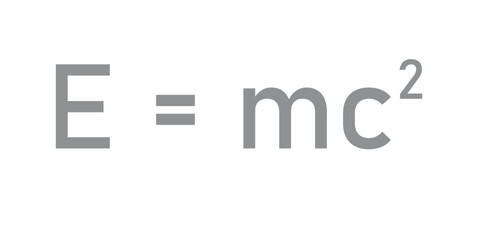 Einstein's formula. Energy, mass and speed of light equation. EMC formula. Mass and energy Einstein equation. Physics resources for teachers and students. Vector illustration.