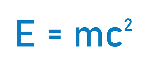 Obraz premium Einstein's formula. Energy, mass and speed of light equation. EMC formula. Mass and energy Einstein equation. Physics resources for teachers and students. Vector illustration.