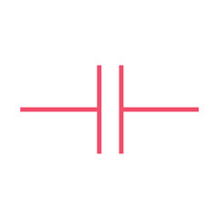 Non-polar capacitor symbol icon in electricity. Physics resources for teachers and srydents. Vector illustration isolated on white background.