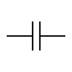 Non-polar capacitor symbol icon in electricity. Physics resources for teachers and srydents. Vector illustration isolated on white background.