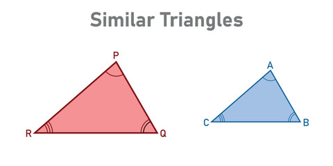 Similar triangles in geometry. Mathematics resources for teachers and students. - obrazy, fototapety, plakaty