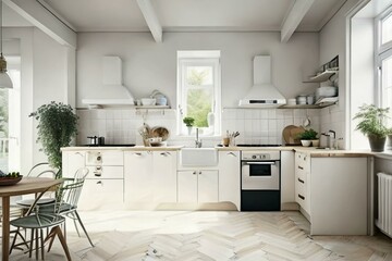 Fototapeta na wymiar kitchen scandinavian-style interior design
