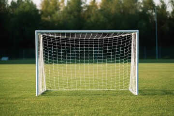 A goal where you can concede goals with soccer balls. Ai generated. - obrazy, fototapety, plakaty