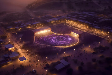 Outdoor concert festival at night, nightly concert music fest amphitheater AI Generated