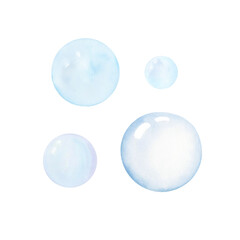 Realistic soap bubbles, underwater sea effect, watercolor hand drawing.