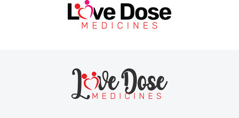 love dose logo with heart and people icon vector for relationship, couple therapy and consultancy