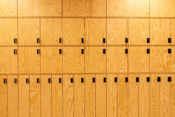 set of wooden lockers for personal items