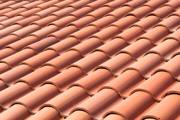 Adobe style tile roof closeup
