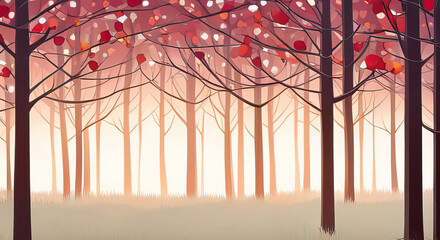 Abstract autumn forest with copy space generative ai illustration