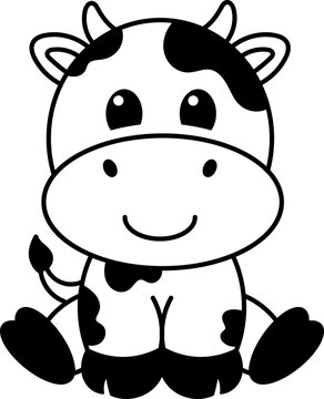 Cute baby cow cartoon vector graphic