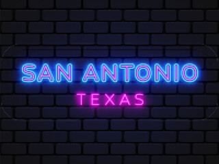 Obraz premium Retro san antonio neon, great design for any purposes. Light glowing effect. Design element. Vector illustration design