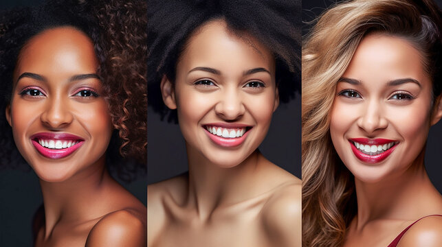 Beautiful women of different races. Generative AI
