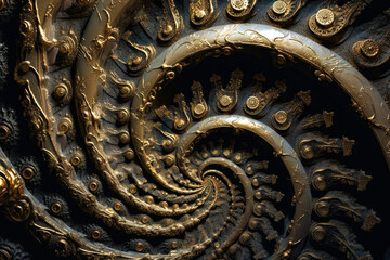 Strange and beautiful formations background, in intricate spiral style surrealist sculpture, generative ai