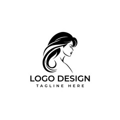 Woman logo design , Beauty face abstract logo vector illustration, Vector logo design for beauty salon or hair salon or cosmetic design, black and white.