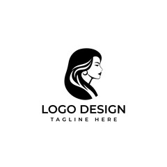 Woman logo design , Beauty face abstract logo vector illustration, Vector logo design for beauty salon or hair salon or cosmetic design, black and white.