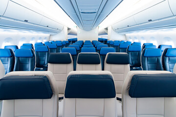 Empty economic class seats of an Airbus a350 