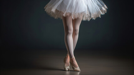 beautiful legs of female classic ballet dancer in pointe. Generative Ai