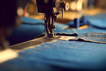Fototapeta na wymiar Stitching Traditions: The Artistry of the Blue Jeans