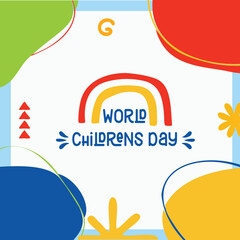 Kids Day social media post, banner, background, weding card template