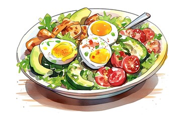 Cobb Salad illustration - made with Generative AI tools
