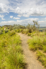 Fototapeta na wymiar Hiking trail on the rim of Longonot volcano crater, Kenya