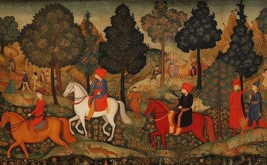 miniature painting, ottoman art, generative ai