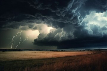 Obraz na płótnie Canvas Dramatic stormy sky. Climate change concept. AI generated, human enhanced.