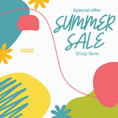 Summer Sale social media post, banner, background, weding card template