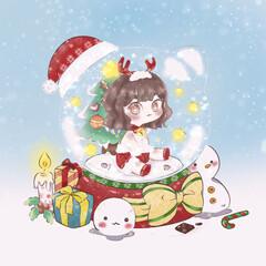 Obraz na płótnie Canvas Snow ball, cute Christmas gift