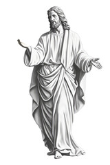 Fototapeta na wymiar Classic White Jesus Statue on Transparent Background - Isolated Clipart for Spiritual Designs, AI Generative
