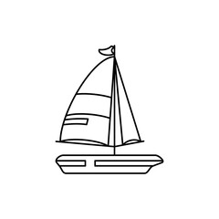 Sail boat outline icon. Design element of Summer time vacation, vector illustration in trendy style. Editable graphic resources for many purposes. 