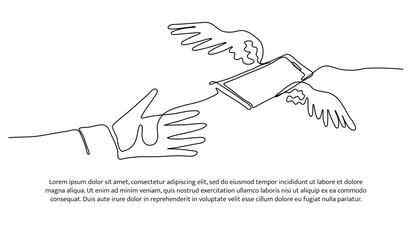 Obraz premium Continuous line design of addicted to using mobile phone. Decorative elements drawn on a white background.