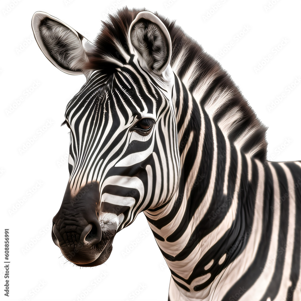 Wall mural a zebra head on a transparent background png isolated generative ai