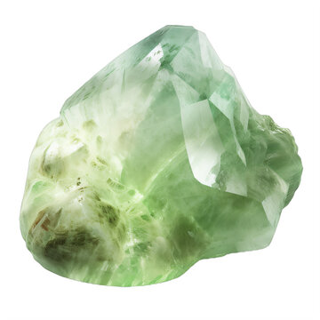 A green prehnite gem on a transparent background png isolated Generative Ai