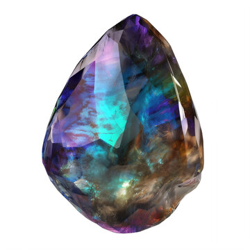 A spectrolite rainbow gem on a transparent background png isolated Generative Ai