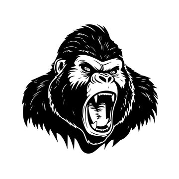 Angry Gorilla Logo Monochrome Design Style