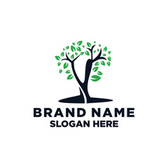 Nature leaf tree growth logo icon design template. garden, park, beauty, spa flat vector