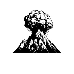 Erupting Volcano Logo Monochrome Design Style