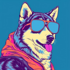 Pop Art Siberian Husky. A Colorful and Unique Digital Artwork