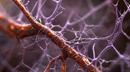 Nerve cells close up, generative ai. 