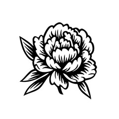 Light Peony Flower Logo Monochrome Design Style