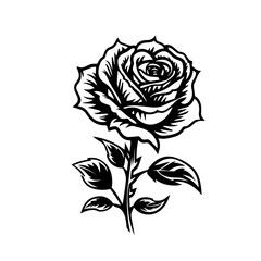 Rose Flower Logo Monochrome Design Style