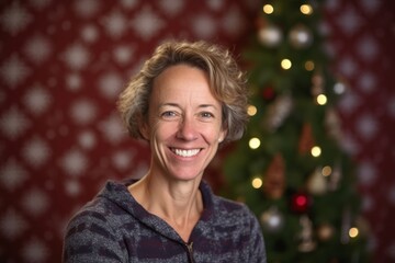 Portrait of a senior woman in front of a christmas tree