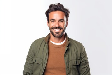 Obraz premium Portrait of a handsome young man smiling at camera on white background
