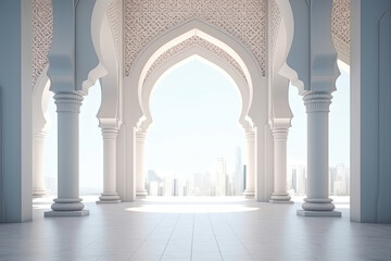 Fototapeta na wymiar interior of a mosque. Generative AI